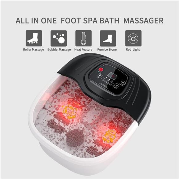 Foot Spa Bath Massager with Heat, Epsom Salt,Bubbles, Vibration and Red Light - Picture 5 of 8